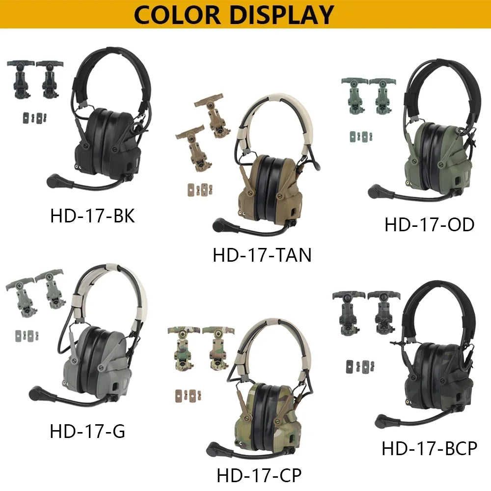 GEN 6 Tactical Headset Hunting Shooting Noise Reduction Headset for OPS Core ARC and Wendy M-LOK Helmet Head Mounted 2 in 1