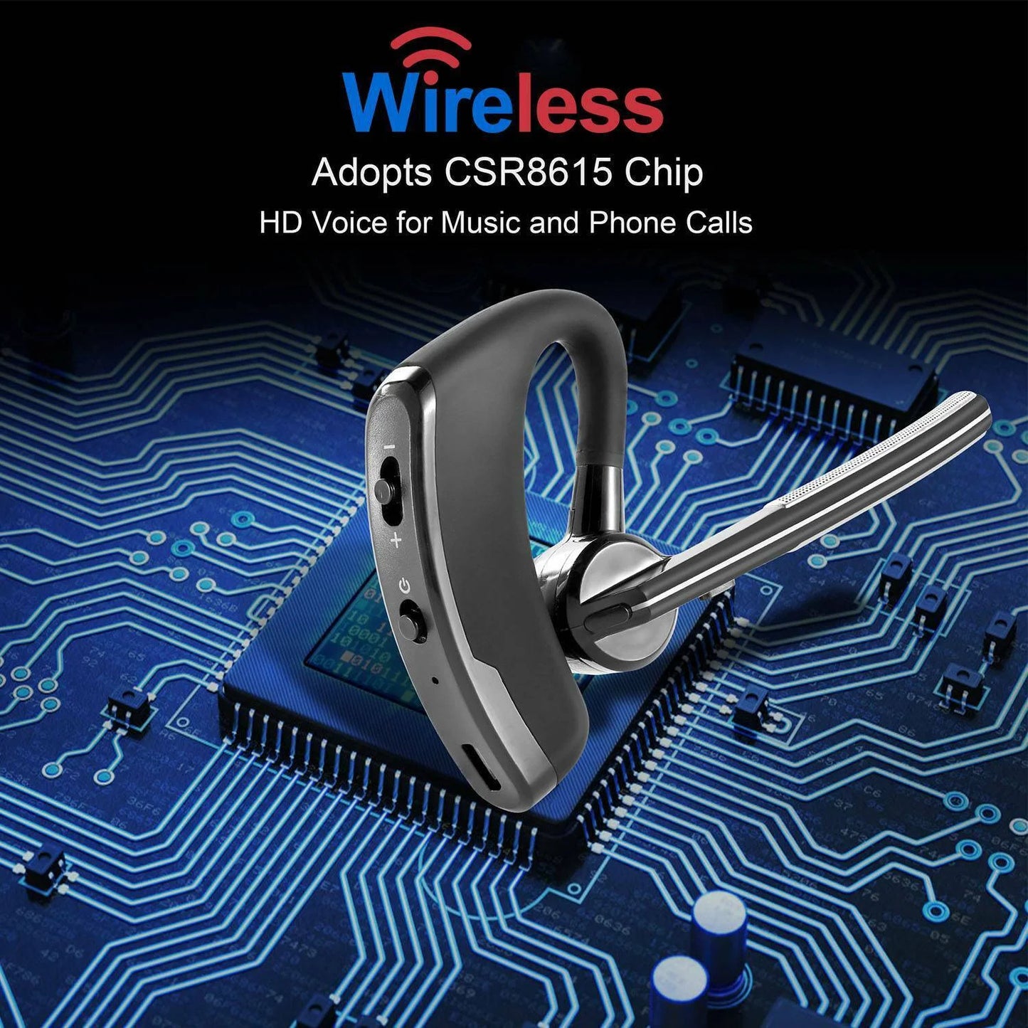 Bluetooth Headset V5.0,CVC8.0 Dual Mic Noise Cancelling Bluetooth Earpiece, Hands-Free Wireless Headset for Cell Phone Android Laptop PC Trucker Driver