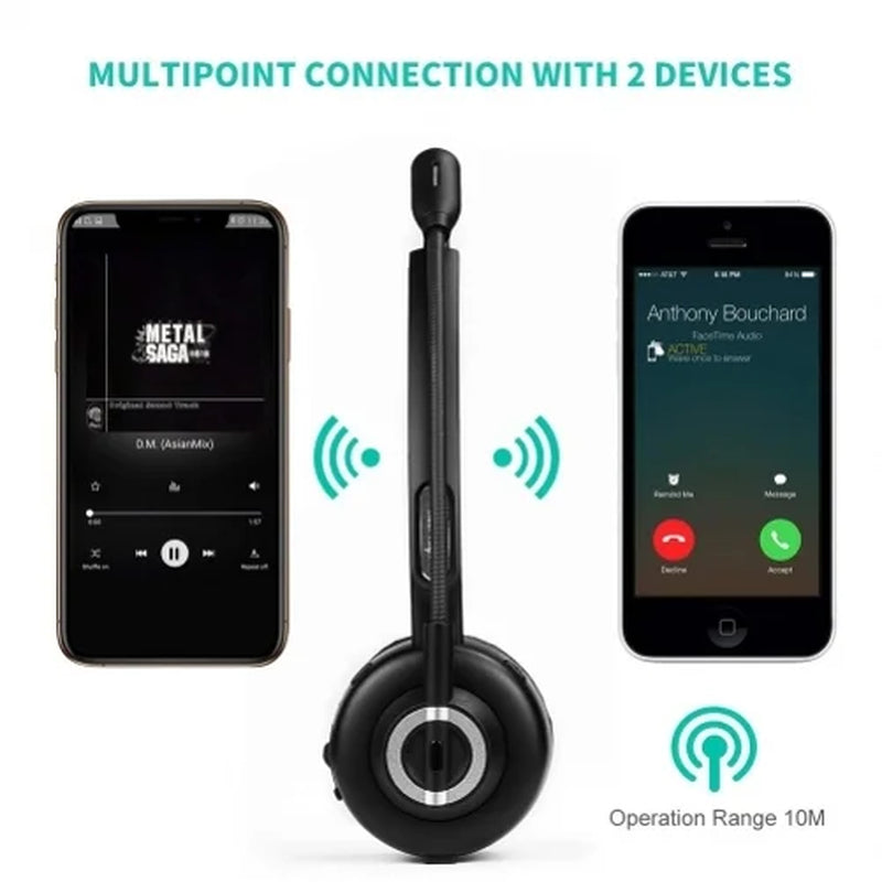 Boom Mic Wireless Headphone for TCL 10 5G UW Phone - Headset Hands-Free Earphone Over-The-Head Noise Isolation D6A Compatible with TCL 10 5G UW