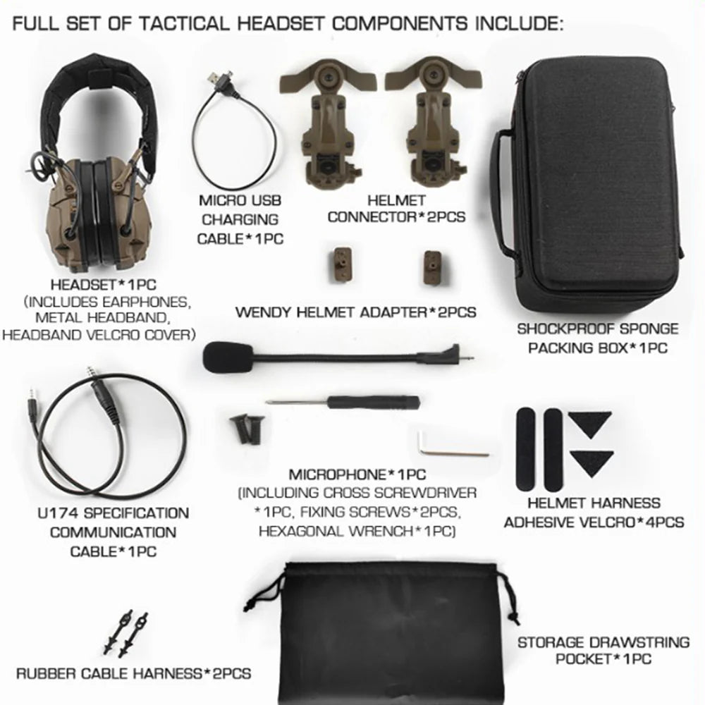 High Noise Reduction Wireless Tactical Bluetooth Headset for Shooting Training