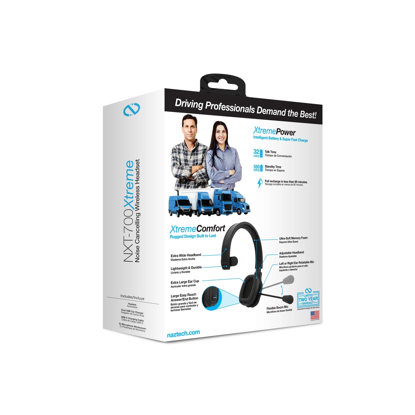 Naztech NXT-700 Xtreme Noise Cancelling Headset - Car Black (15443-HYP)