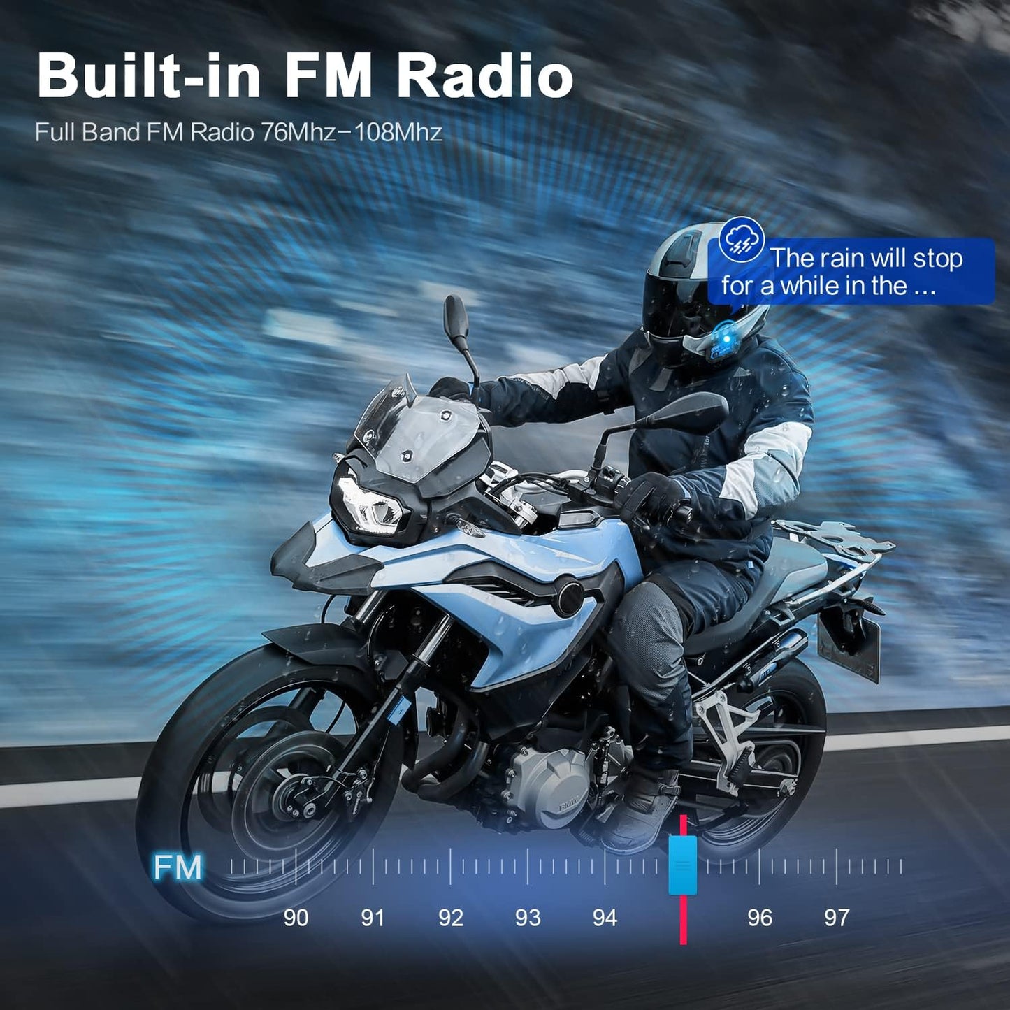 Bluetooth Motorcycle Headset M1-S plus with Music Sharing Mute Microphone FM 8 Riders Group Motorcycle Helmet Intercom HD Audio Stereo Music 900MAH Boom & Soft Mic Christmas(1 Blue)
