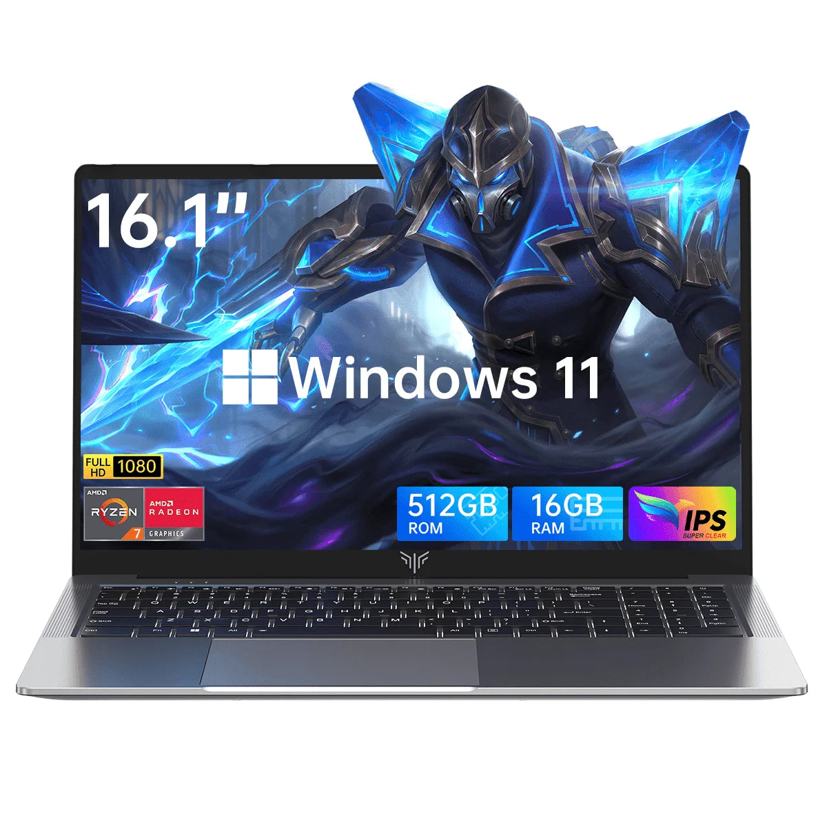 16.1 FHD Gaming Laptop, AMD Ryzen 7 5700U, 16GB RAM, 512GB SSD, Windows 11, Gray