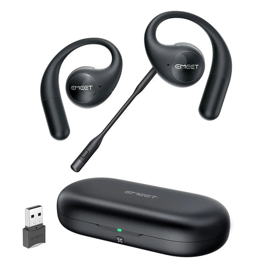 Airflow Open Ear Headphones Bluetooth 5.3 Wireless Headsets with Mic Dual Connect ENC Noise Cancelling Earphones for Work
