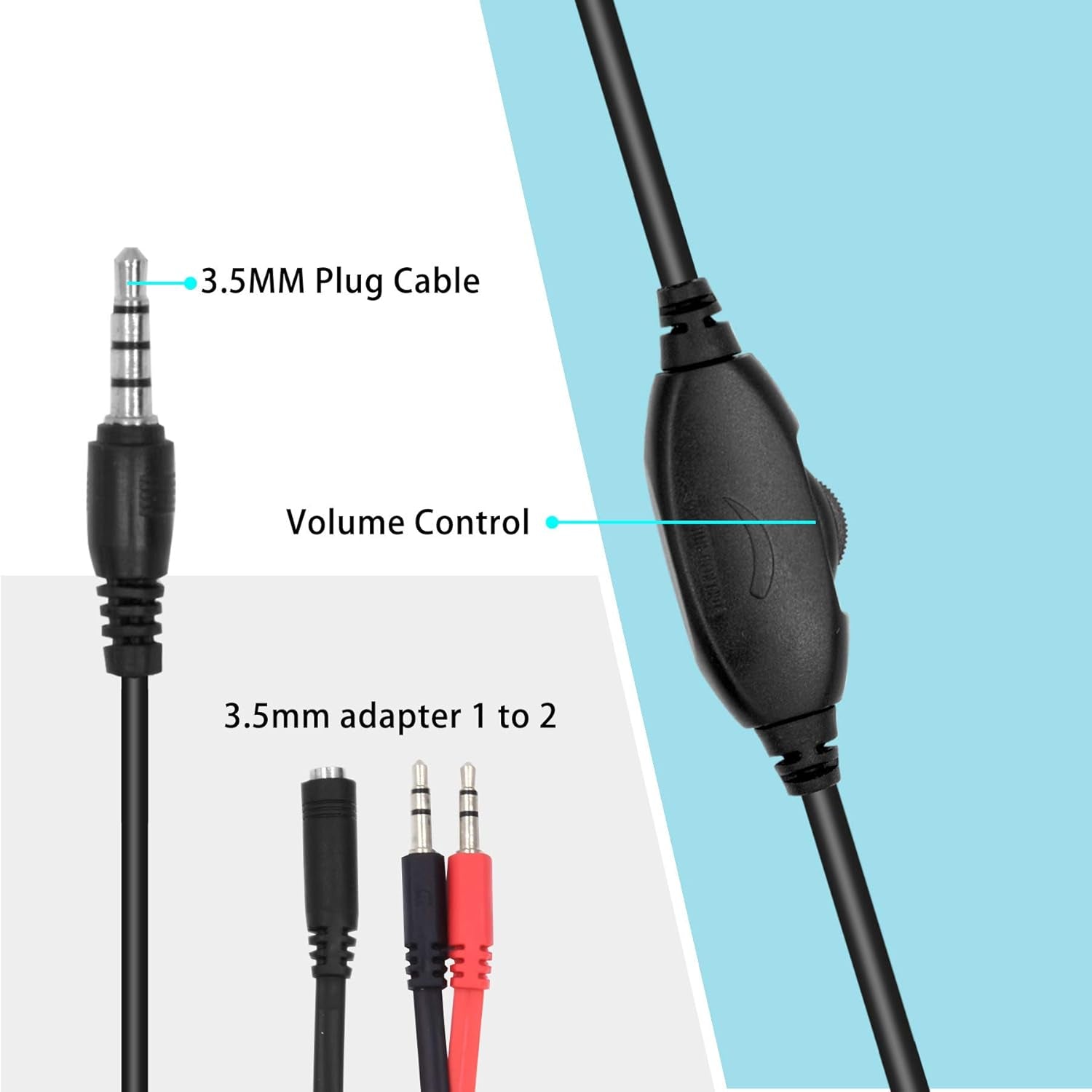 3.5Mm Computer Headset with Microphone, Comfort-Fit Office Computer Headphone with On-Line Volume Control, Over-The-Head Headset for Webinar Laptop Call Center Students Online Study (3.5Mm)