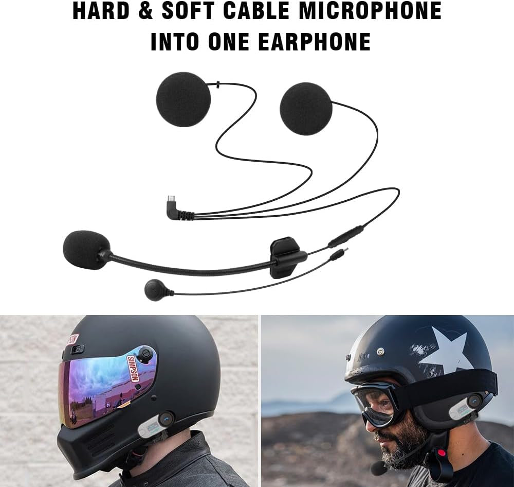 5 Pin Interchangeable Hard Mic and Soft Mic Speakers T-MAX, New Versiontcom-Sc T-COMVB Helmet Communication System [5-Pin Headphone Micro USB Interface]