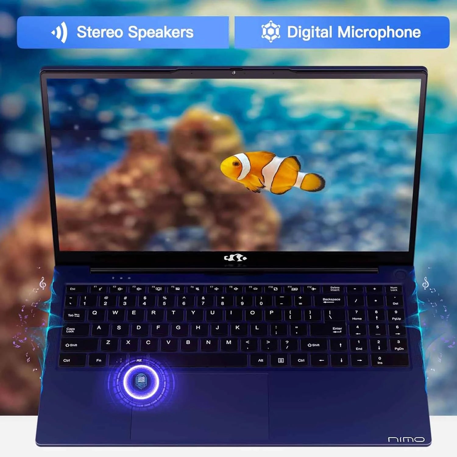 15.6 FHD Student Laptop Computer ,16GB RAM 1TB SSD, Backlit Keyboard, Fingerprint, Intel Pentium Quad-Core N100 (Beat to I3-1115G4, up to 3.4Ghz), 2 Years Warranty, Type C 65W Charger（Blue）