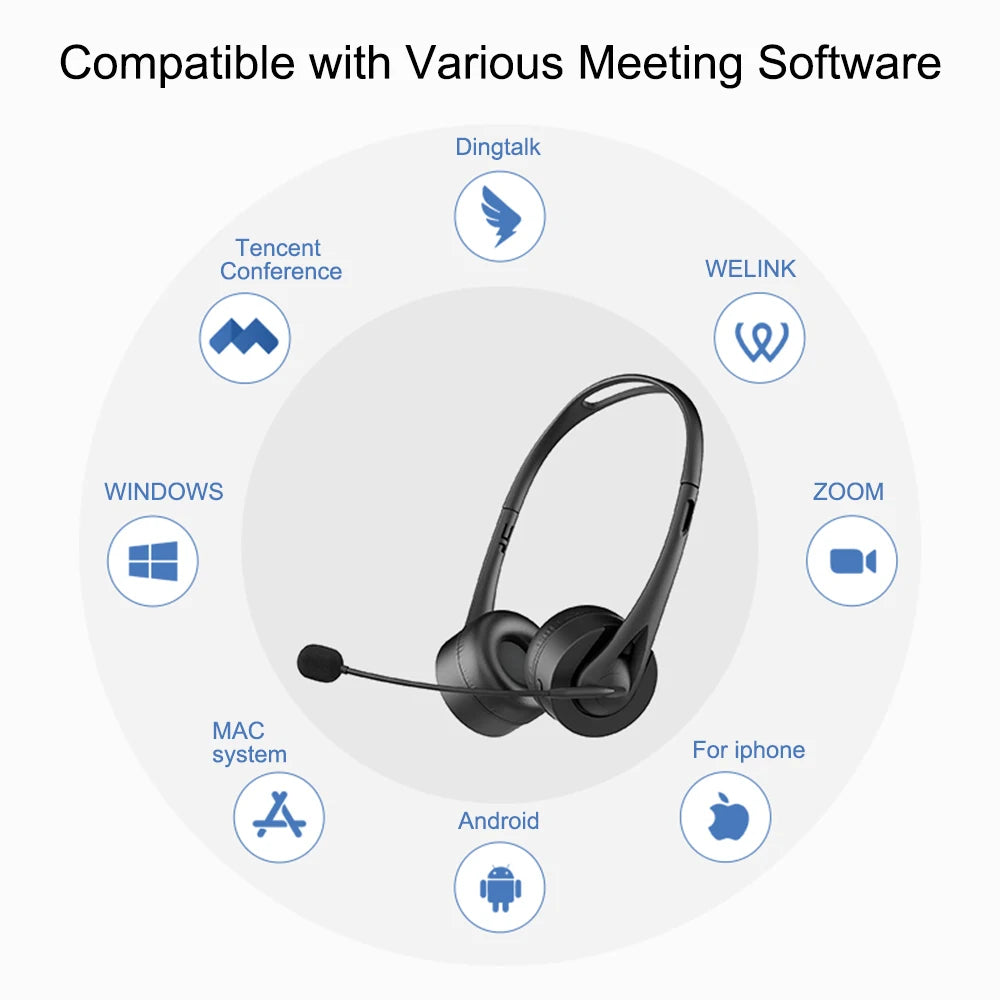 Bluetooth V5.3 Wireless Headset Truck Driver Headset Hands-Free Talking Headset (With Microphone) for Call Centre Office Etc.