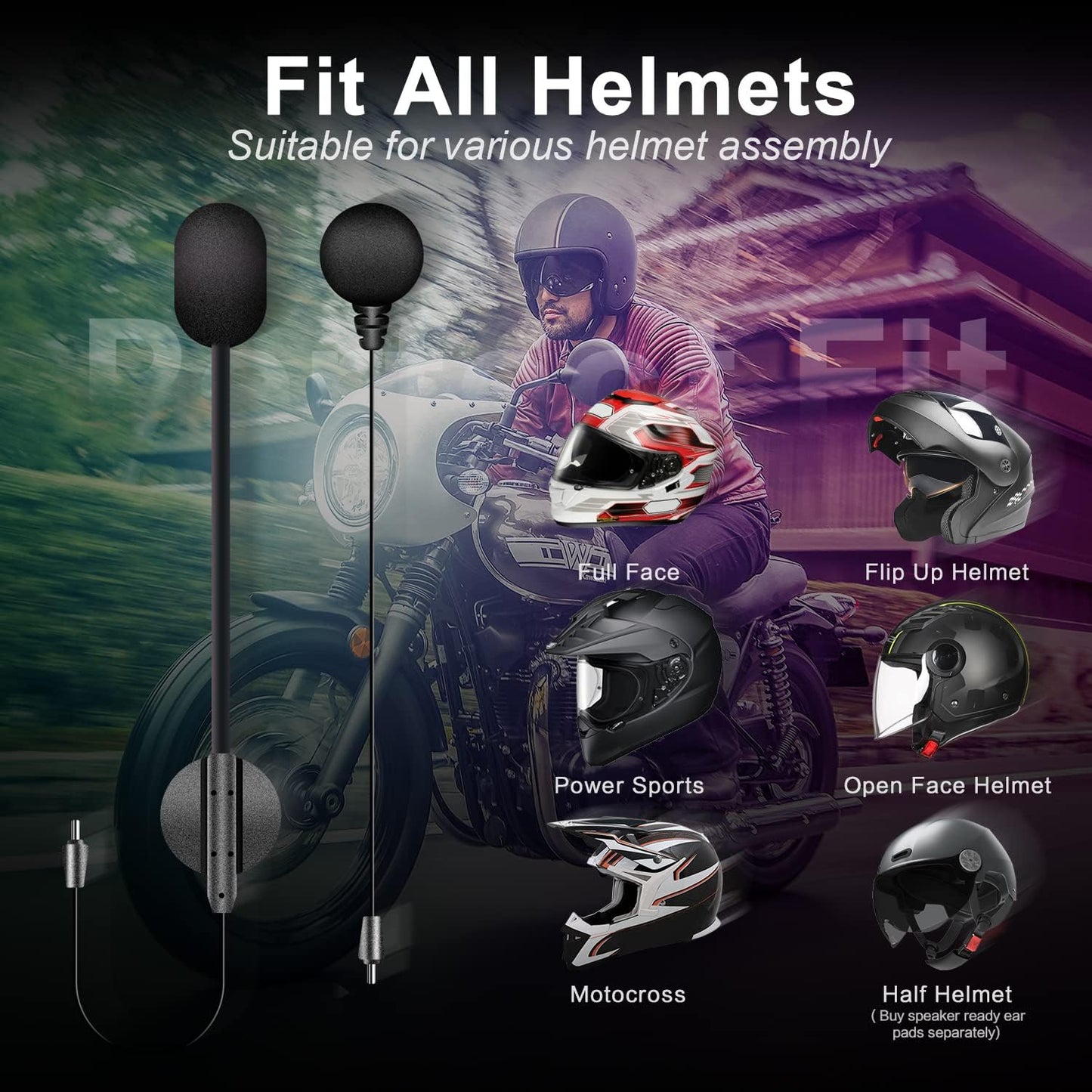Bluetooth Motorcycle Headset M1-S plus with Music Sharing Mute Microphone FM 8 Riders Group Motorcycle Helmet Intercom HD Audio Stereo Music 900MAH Boom & Soft Mic Christmas(1 Blue)