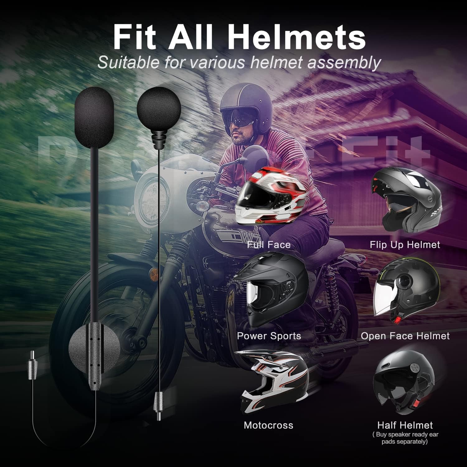 Bluetooth Motorcycle Headset M1-S plus with Music Sharing Mute Microphone FM 8 Riders Group Motorcycle Helmet Intercom HD Audio Stereo Music 900MAH Boom & Soft Mic Christmas(1 Blue)