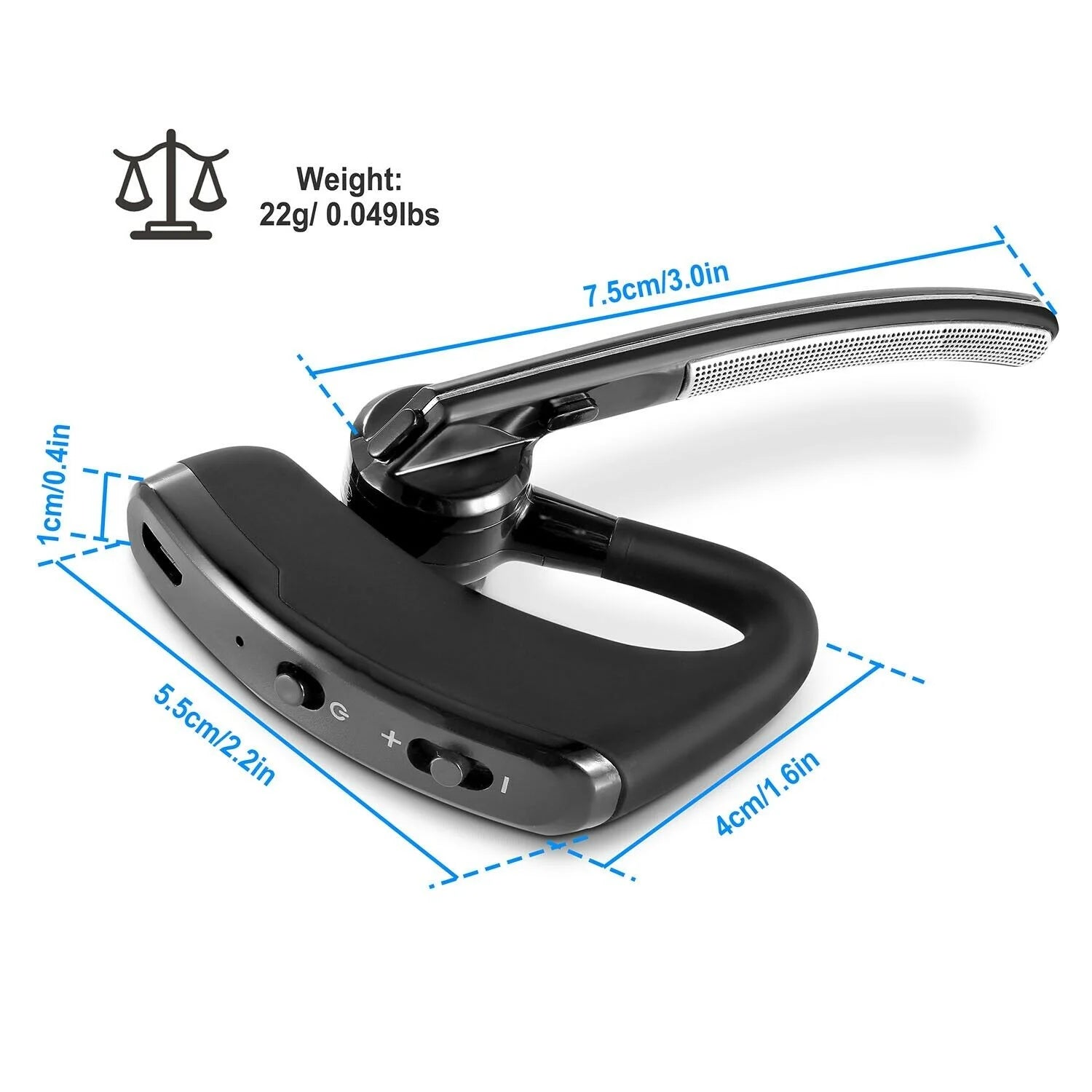 Bluetooth Headset V5.0,CVC8.0 Dual Mic Noise Cancelling Bluetooth Earpiece, Hands-Free Wireless Headset for Cell Phone Android Laptop PC Trucker Driver