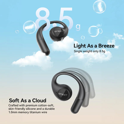 Airflow Open Ear Headphones Bluetooth 5.3 Wireless Headsets with Mic Dual Connect ENC Noise Cancelling Earphones for Work