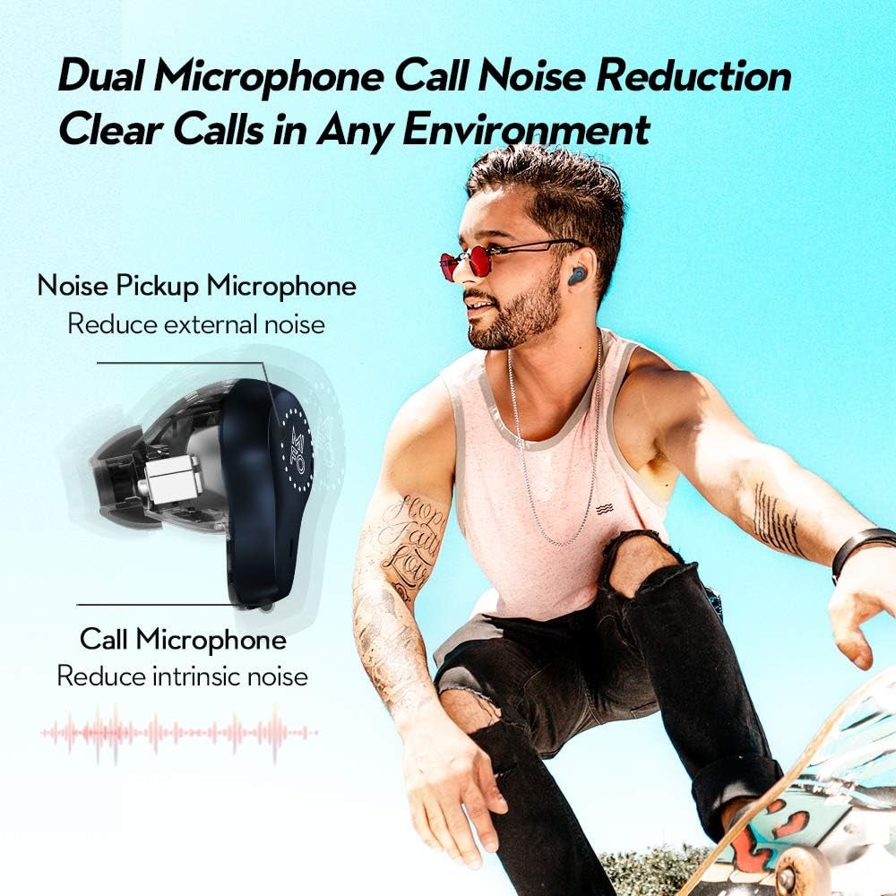 [Upgrade Version 2023] True Wireless Earbuds Dynamic Bass Indigo Blue O7 by , Qualcomm APT-X Noise Cancelling Headphones with Charging Case, Bluetooth 5.0 Wireless Sport Earphones for Running