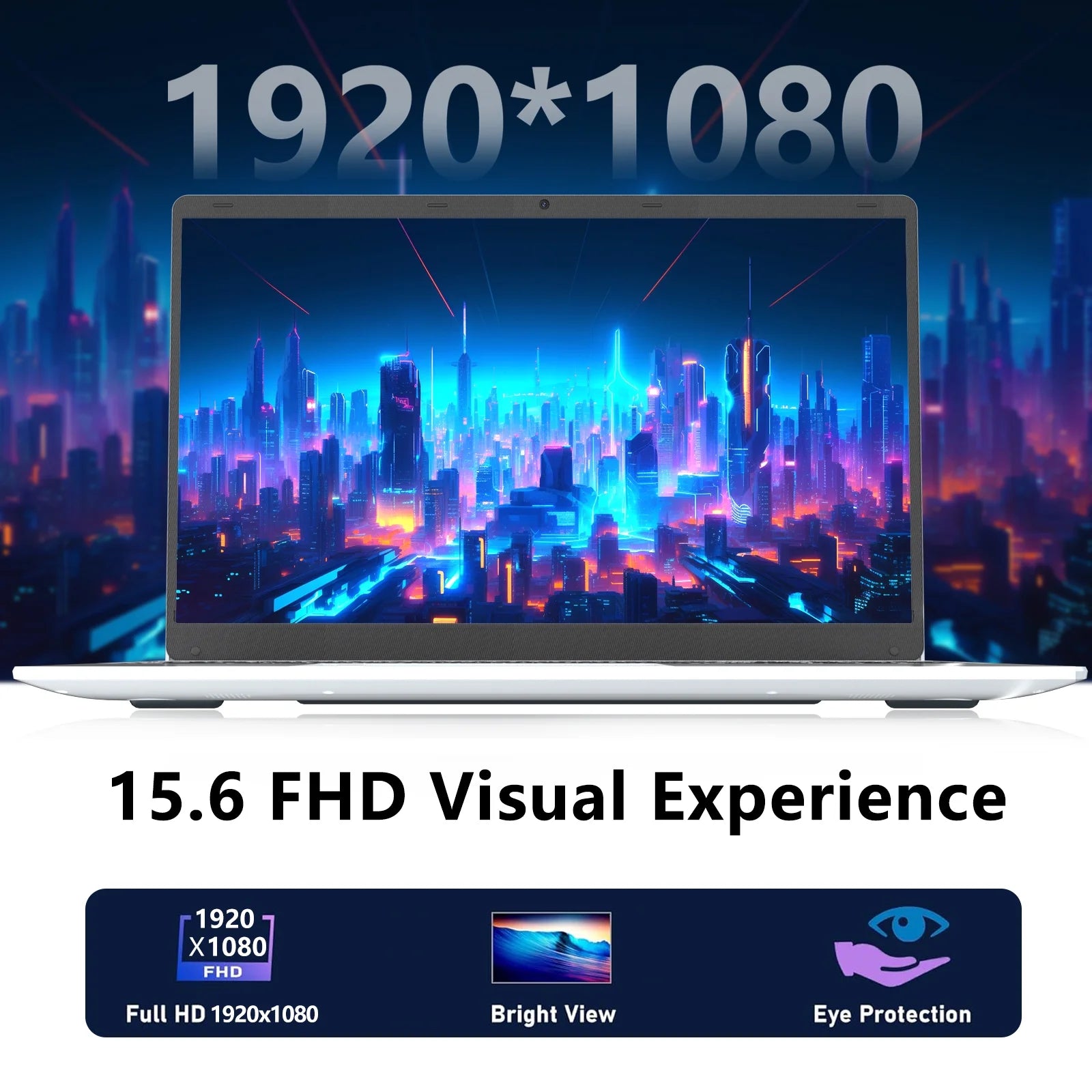 15.6 FHD Laptop, Intel Quad-Core 12Th Alder Lake N95, 16GB, 1TB SSD, Silver, New