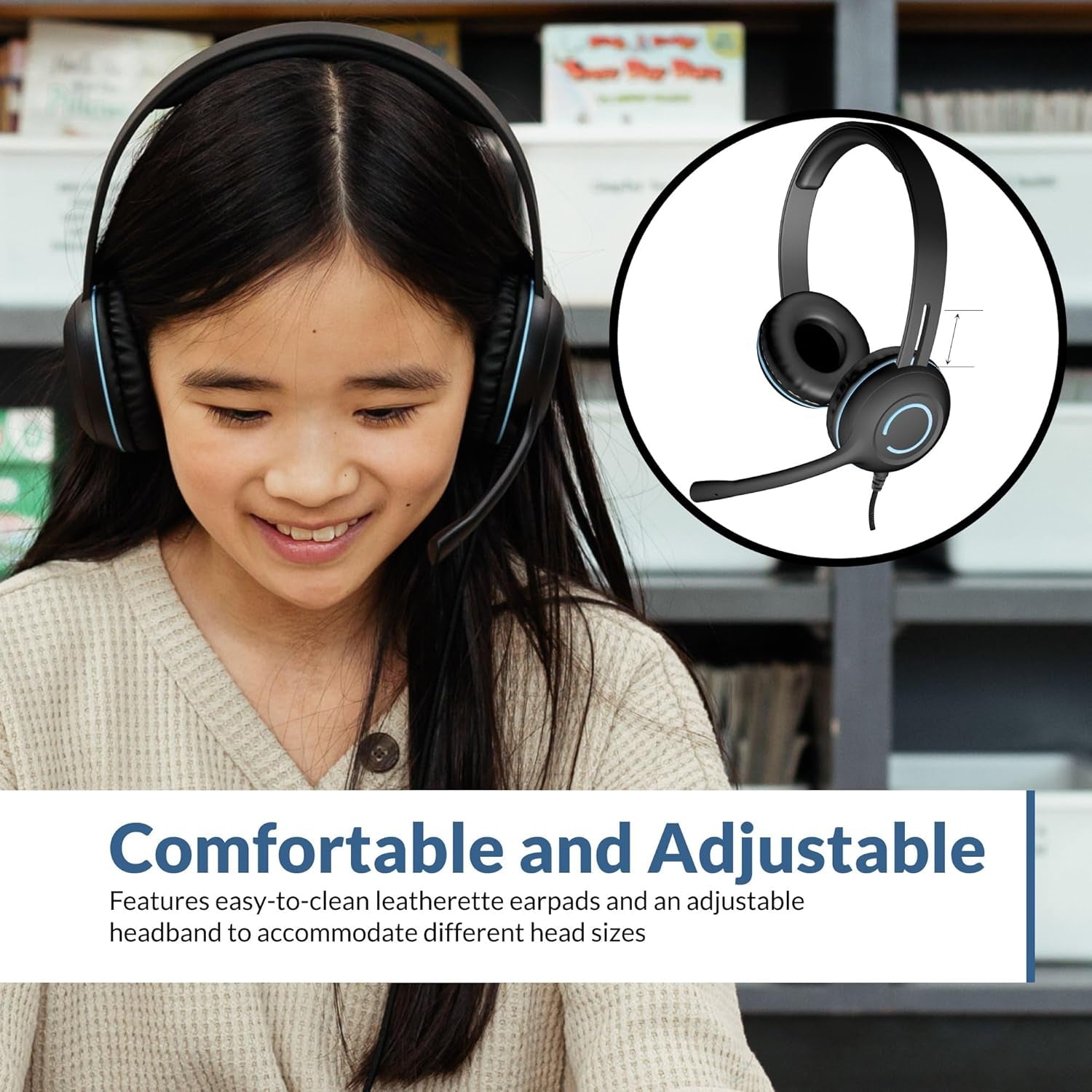 3.5Mm Stereo Headset (AC-5002) with Noise Canceling Microphone for Pcs, Tablets, and Cell Phones in the Classroom or Home